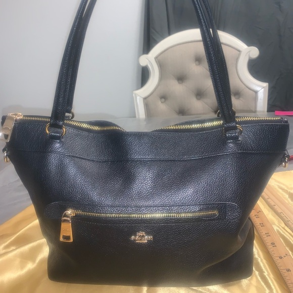 COACH Tyler Black Pebbled Leather Shoulder/Crossbody Bag EUC - Picture 1 of 9